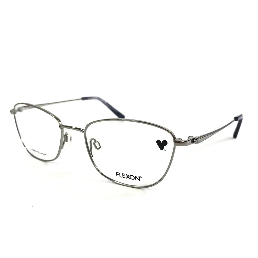 Flexon Eyeglasses Frames W3038 070 Gunmetal Silver Cat Eye Titanium 52-18-135